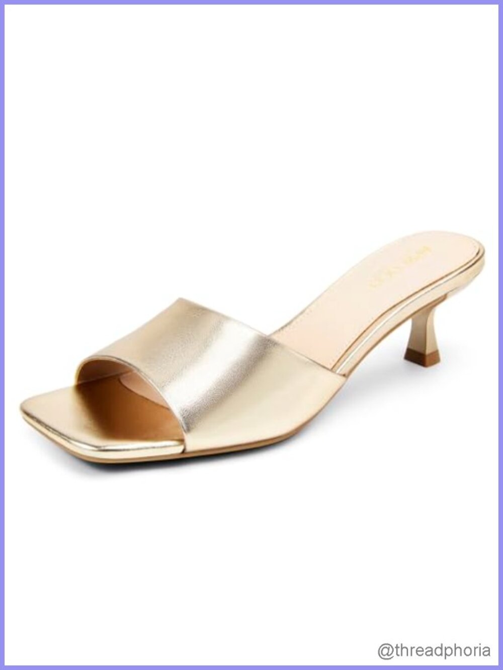 Faux Leather Kitten Heel Mules Sandals Slip-On Open Toe